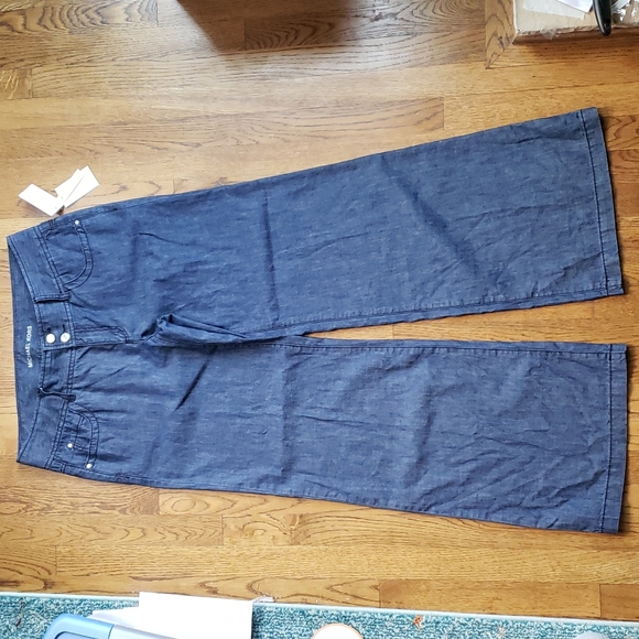NWT Michael Kors Wide Leg Dark Wash Jeans Size 12 - Picture 1 of 13
